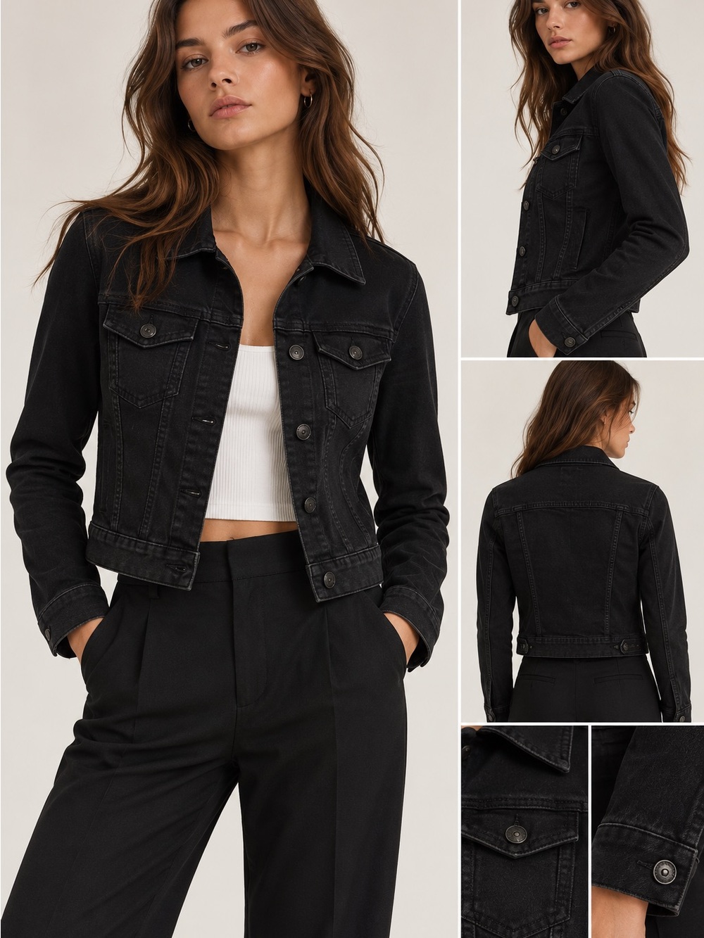 Classic Black Denim Jacket - Women
